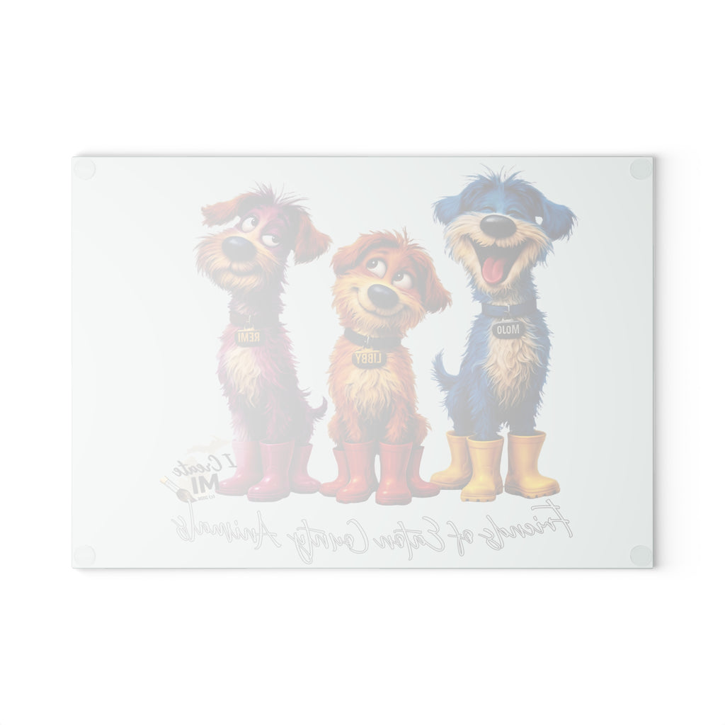 Lucky Dogs Glass Cutting Board – 'Friends of Eastern County Animals' Kitchen Decor