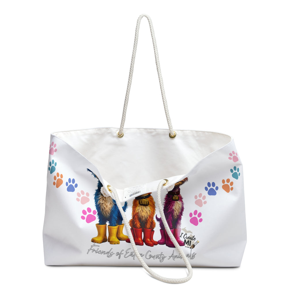 Cute Dog Pals Weekender Bag — 'Friends of Eaton County Animals' Paw Print Tote
