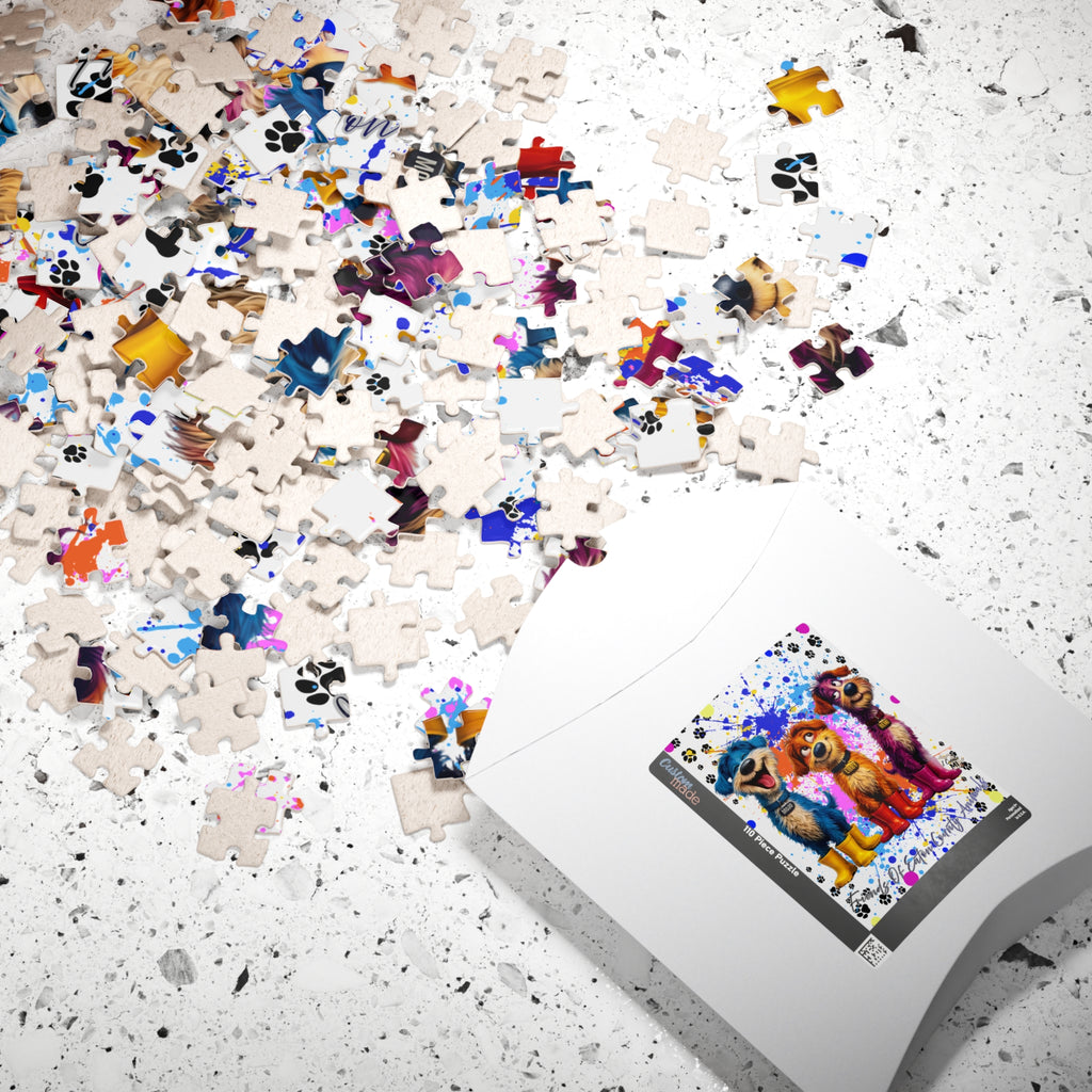 Lucky Dogs Puzzle — Colorful Paw Print Jigsaw (110/252/520/1014 pcs)