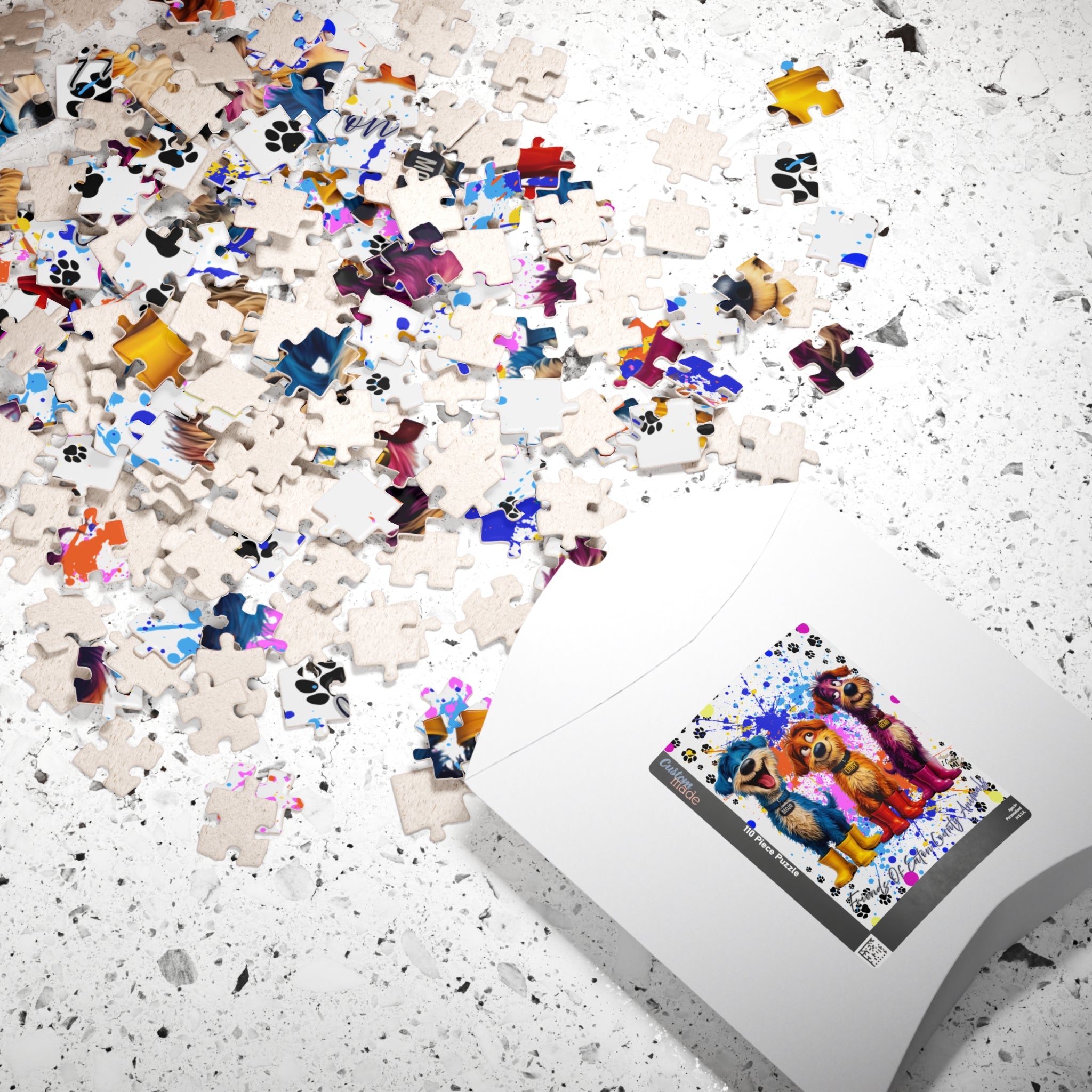 Lucky Dogs Puzzle — Colorful Paw Print Jigsaw (110/252/520/1014 pcs)