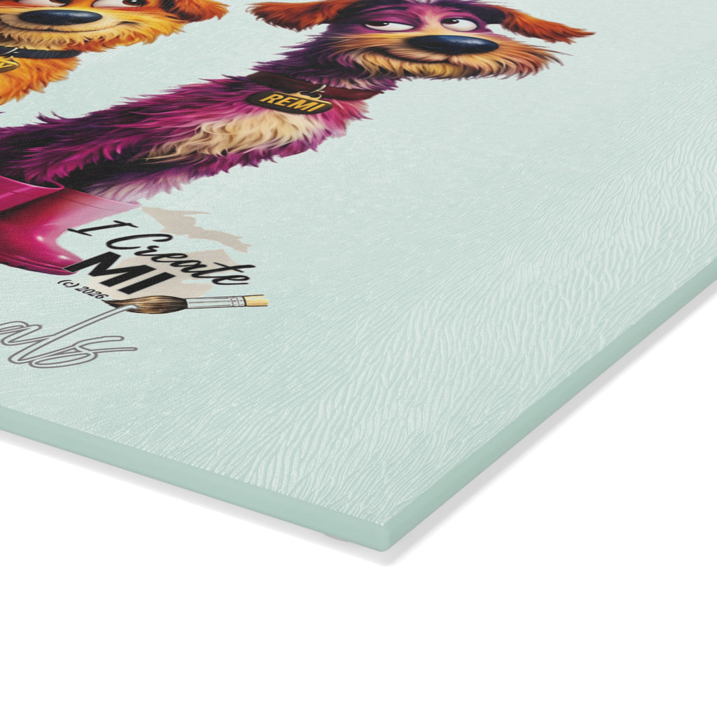 Lucky Dogs Glass Cutting Board – 'Friends of Eastern County Animals' Kitchen Decor
