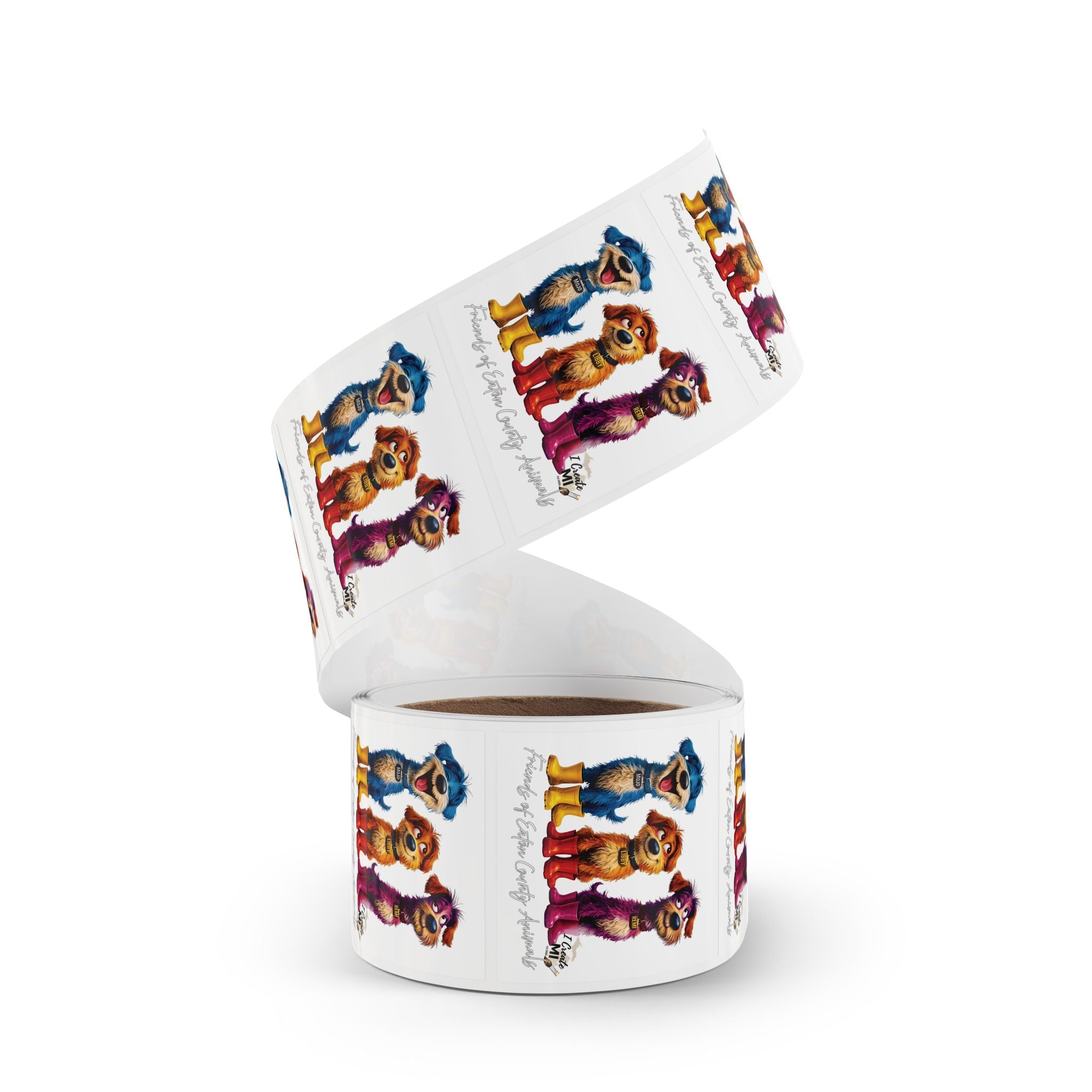 Square Sticker Roll —Lucky Dogs Sticker Labels