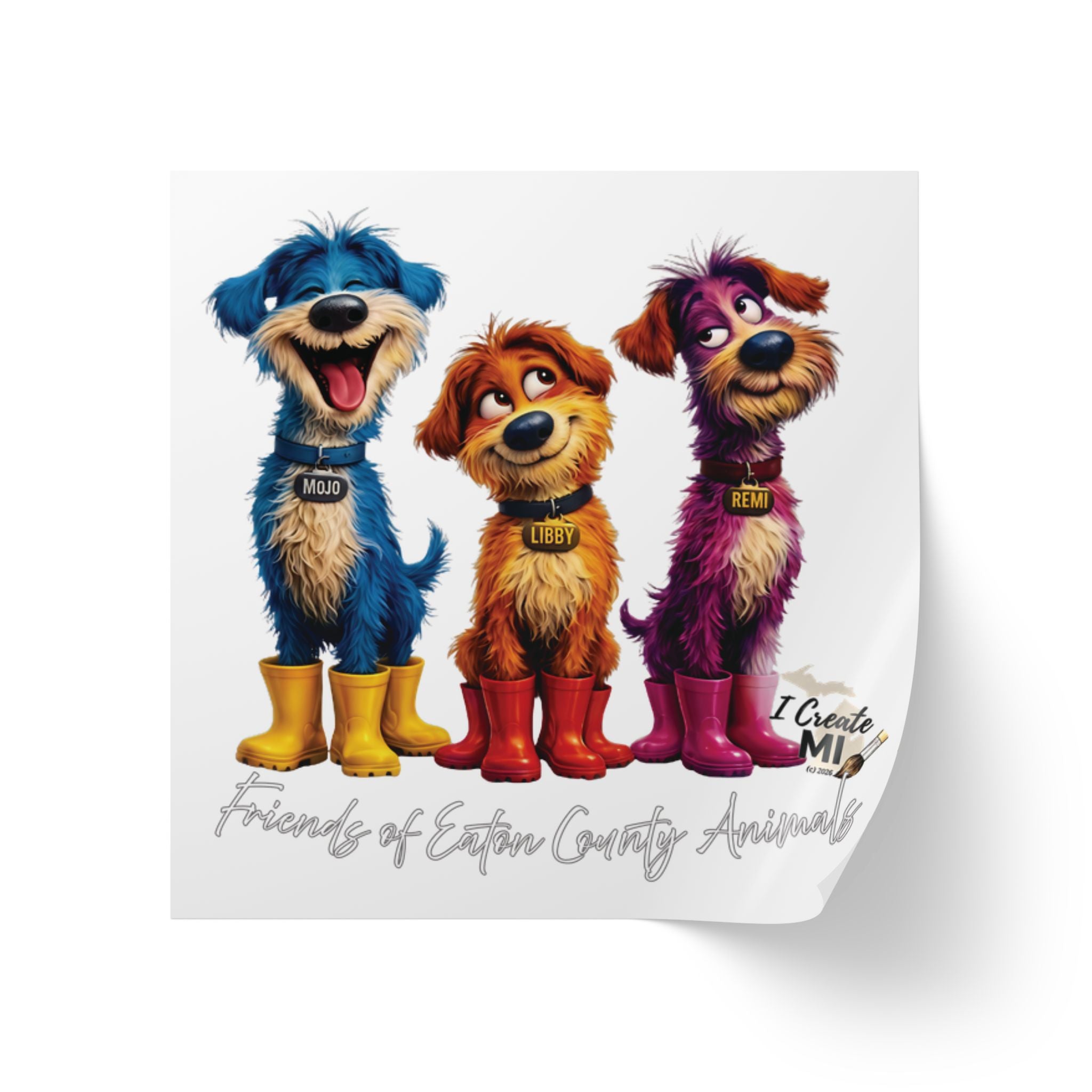 Square Sticker Roll —Lucky Dogs Sticker Labels