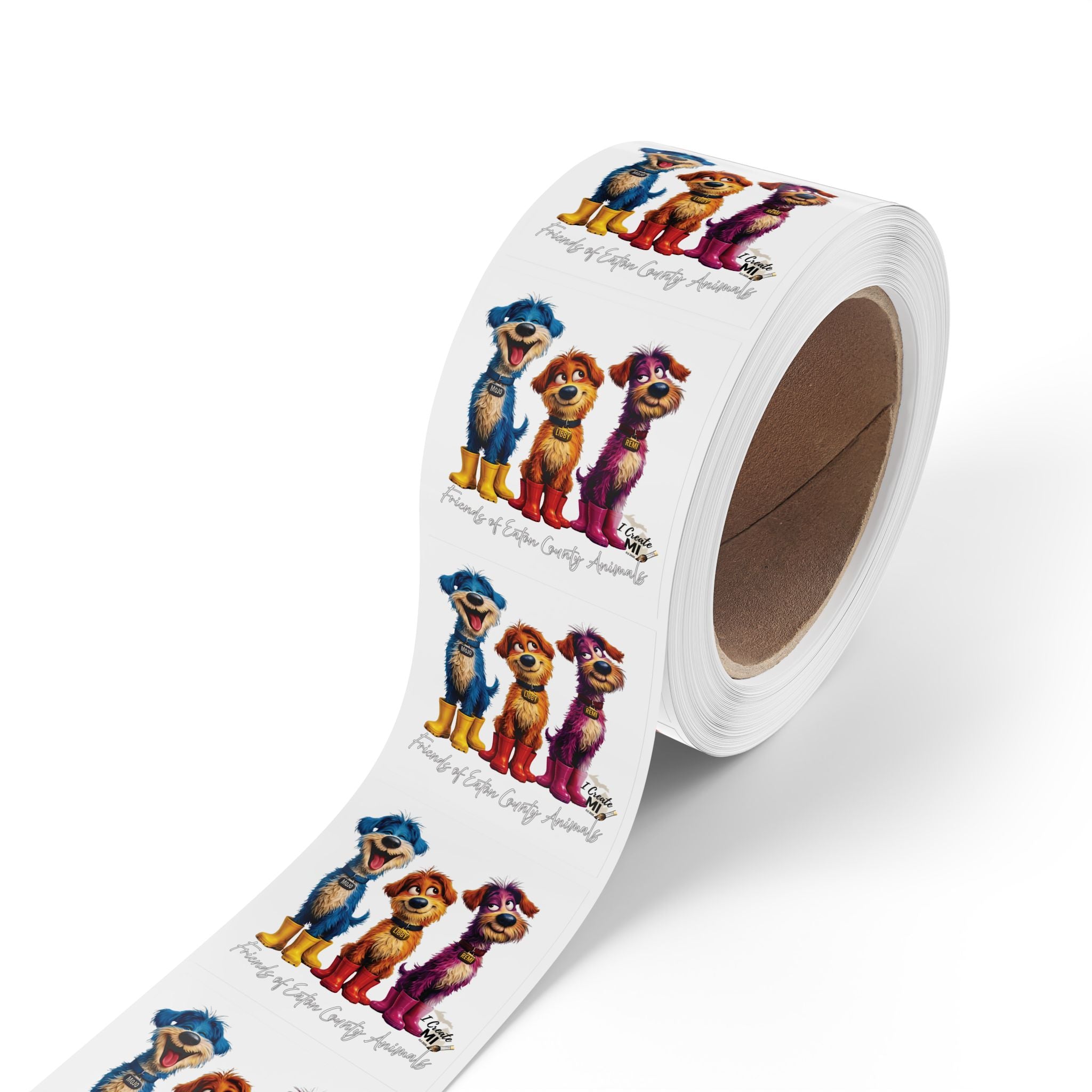Square Sticker Roll —Lucky Dogs Sticker Labels