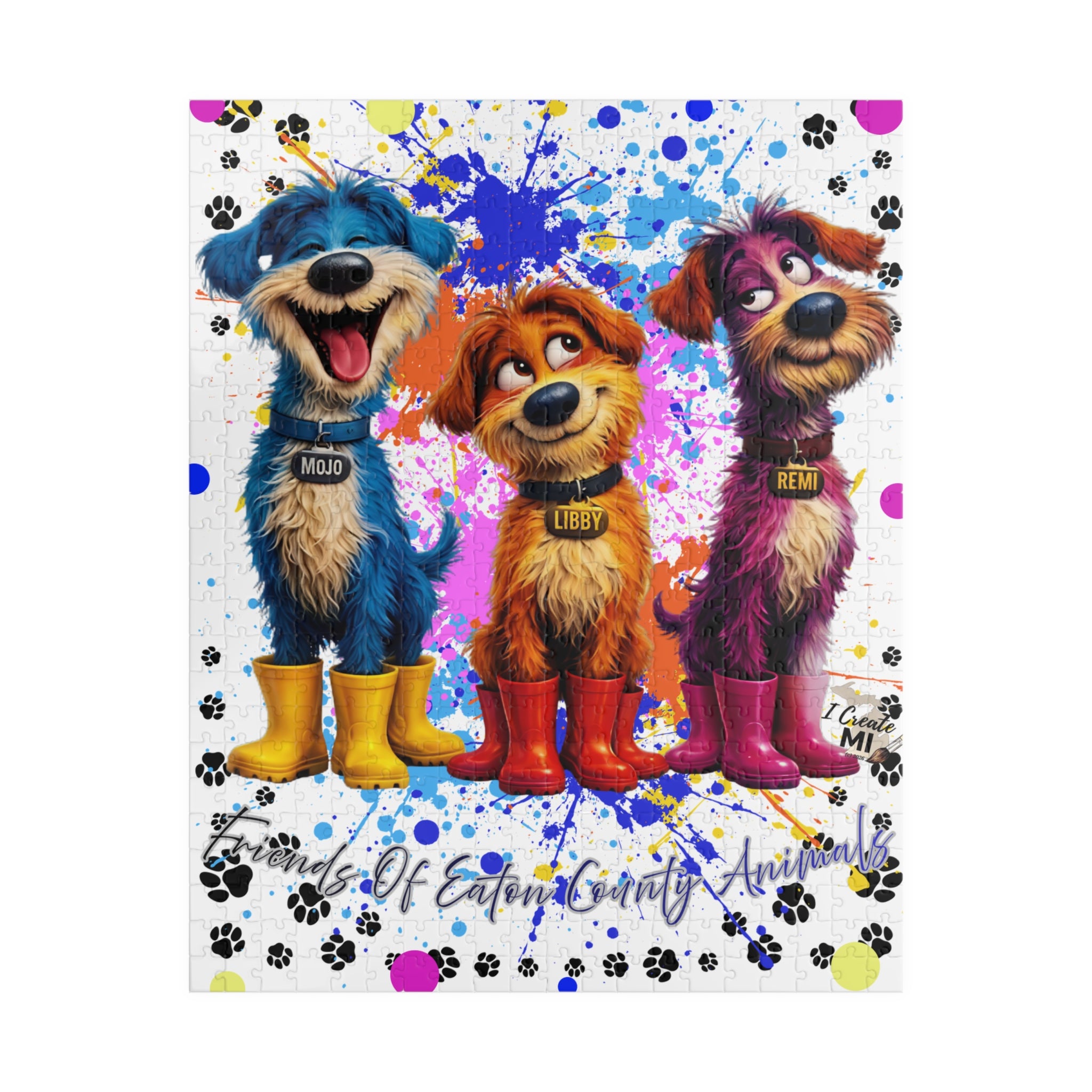 Lucky Dogs Puzzle — Colorful Paw Print Jigsaw (110/252/520/1014 pcs)