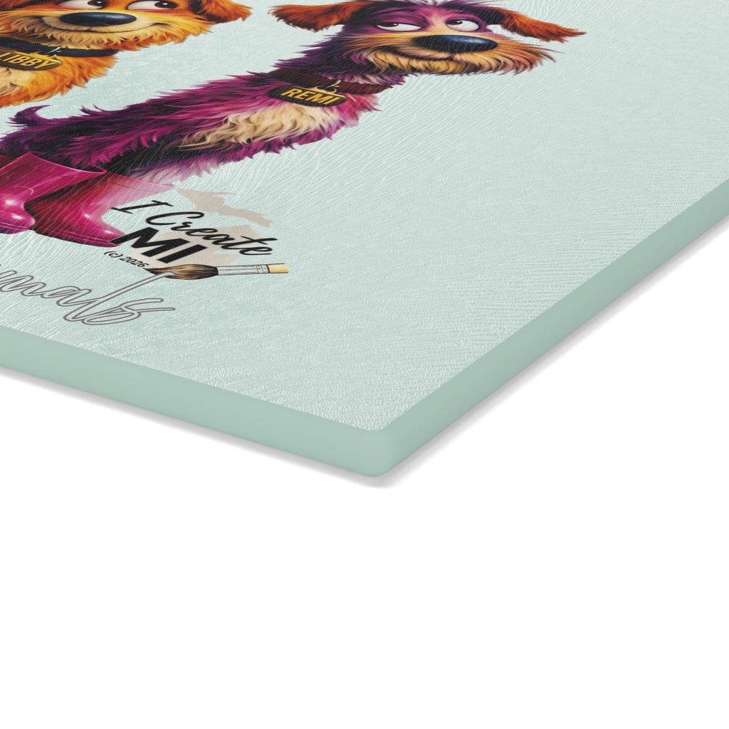 Lucky Dogs Glass Cutting Board – 'Friends of Eastern County Animals' Kitchen Decor