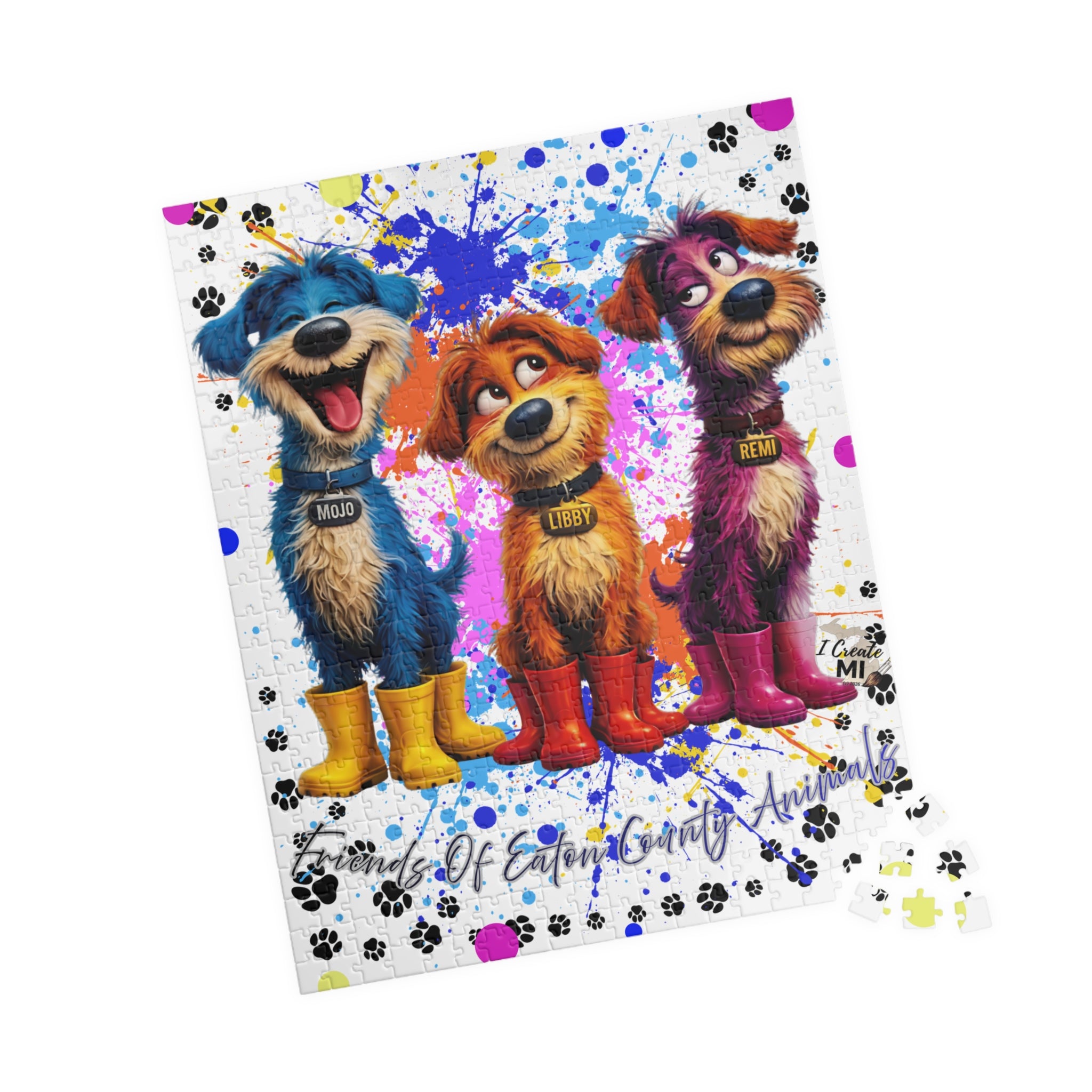 Lucky Dogs Puzzle — Colorful Paw Print Jigsaw (110/252/520/1014 pcs)